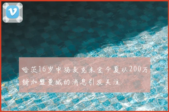 哈茨16岁中场麦克米金今夏以200万镑加盟曼城的消息引发关注